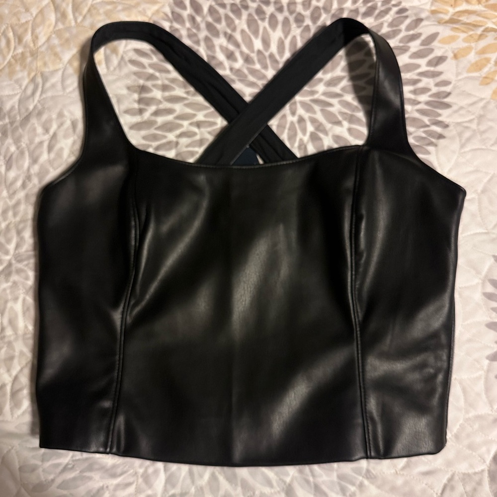 NWT Faux leather crop top